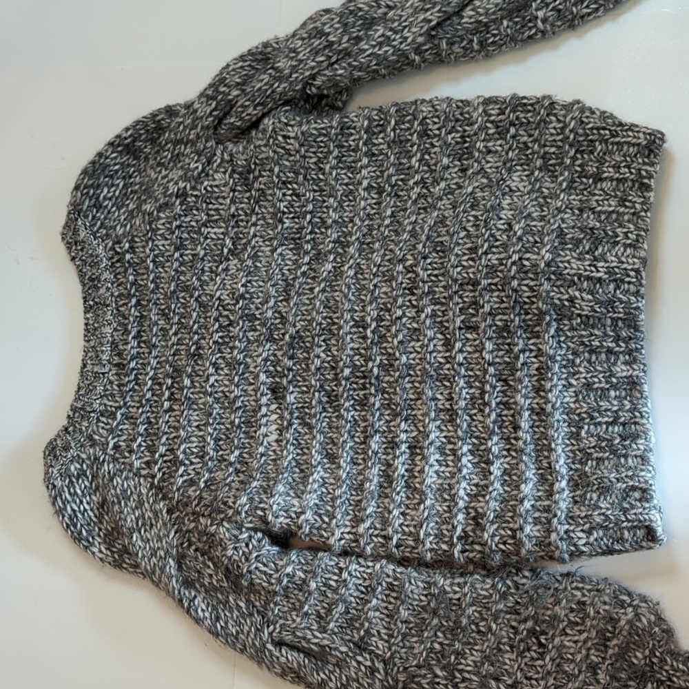 Cable Knit Gray Sweater wool/alpaca chunky wool fisherman Pullover Chunky Sz XS - Picture 7 of 10